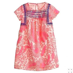 J. Crew Crewcuts Floral Embroidered Boho A-Line Cotton Dress